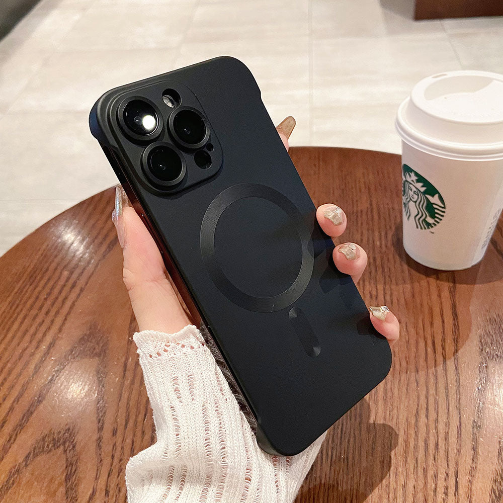 Black Coque Sans Bordure En Titane Avec Support Pour Iphone