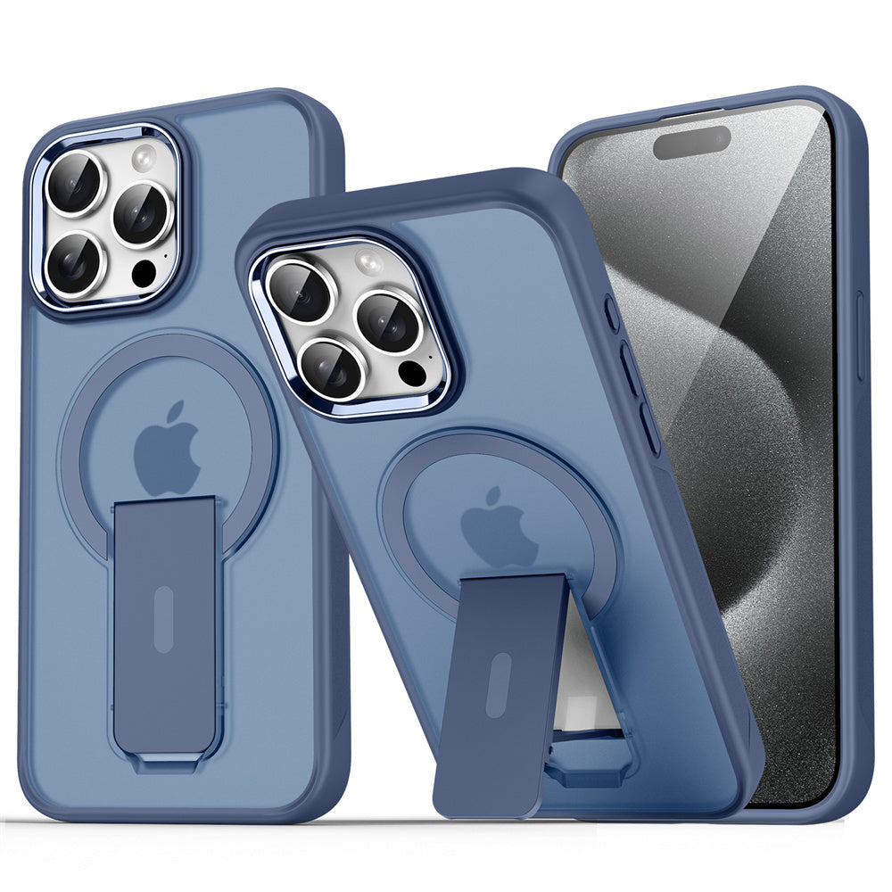 Navy Blue Coque Magnétique Avec Support Pliable Pour iPhone