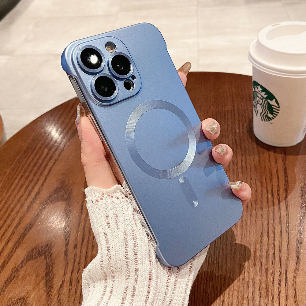 YuanFeng Blue Coque Sans Bordure En Titane Avec Support Pour Iphone