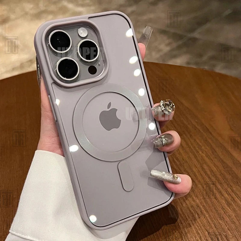 grey Coque Magnétique Transparente Renforcée Pour iPhone