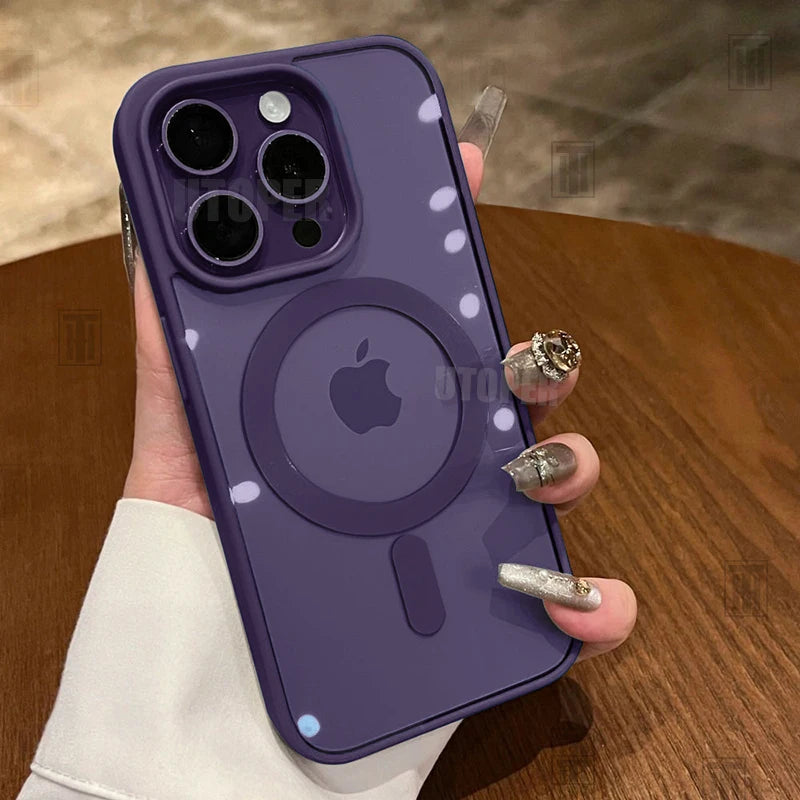 Dark purple Coque Magnétique Transparente Renforcée Pour iPhone