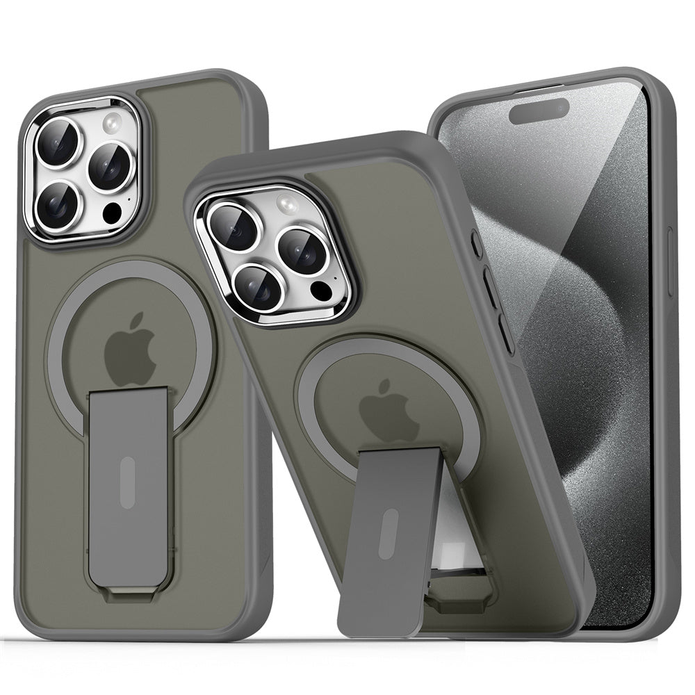 Gray Coque Magnétique Avec Support Pliable Pour iPhone