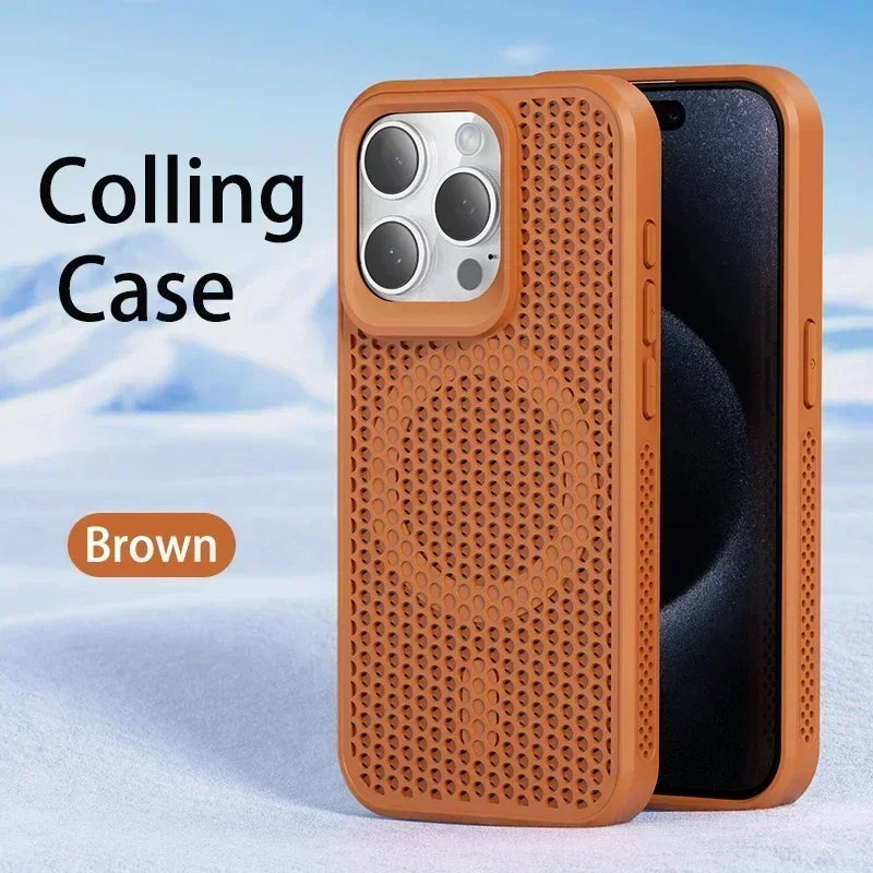Brown Coque Magnétique Antichoc À Ventilation Optimisée Pour iPhone