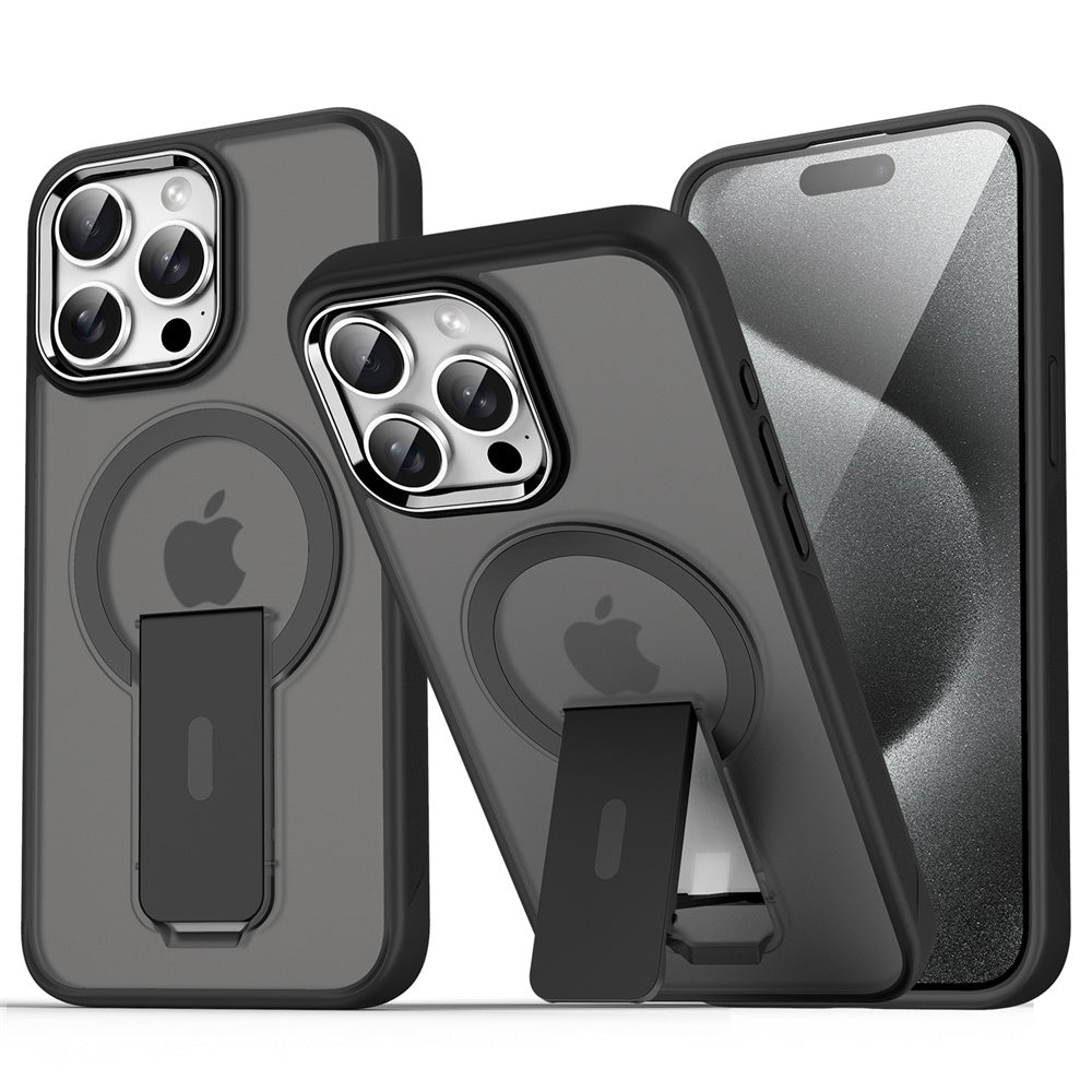Translucent Black Coque Magnétique Avec Support Pliable Pour iPhone