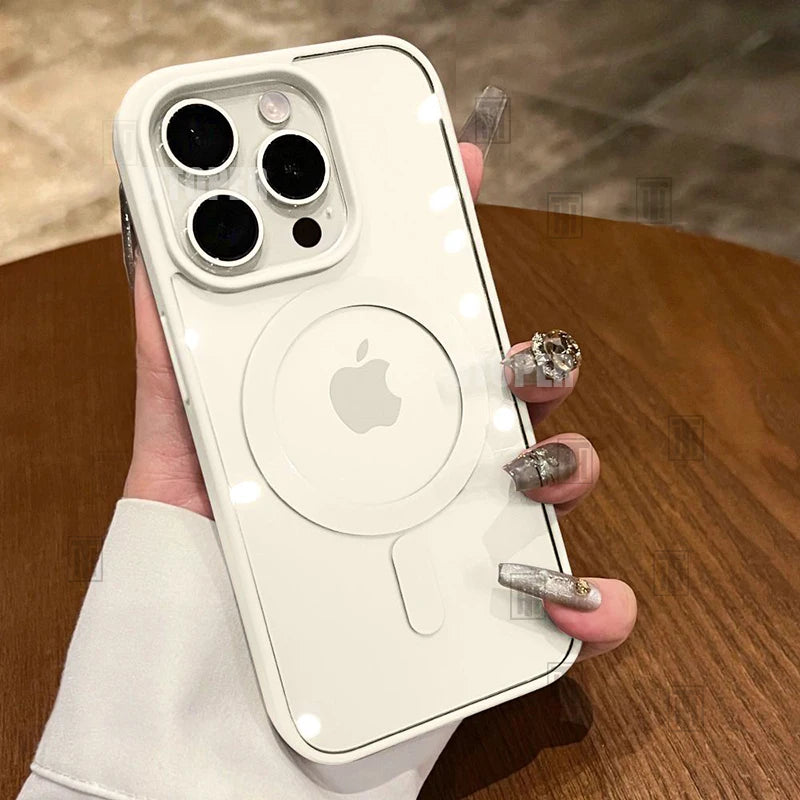 white Coque Magnétique Transparente Renforcée Pour iPhone
