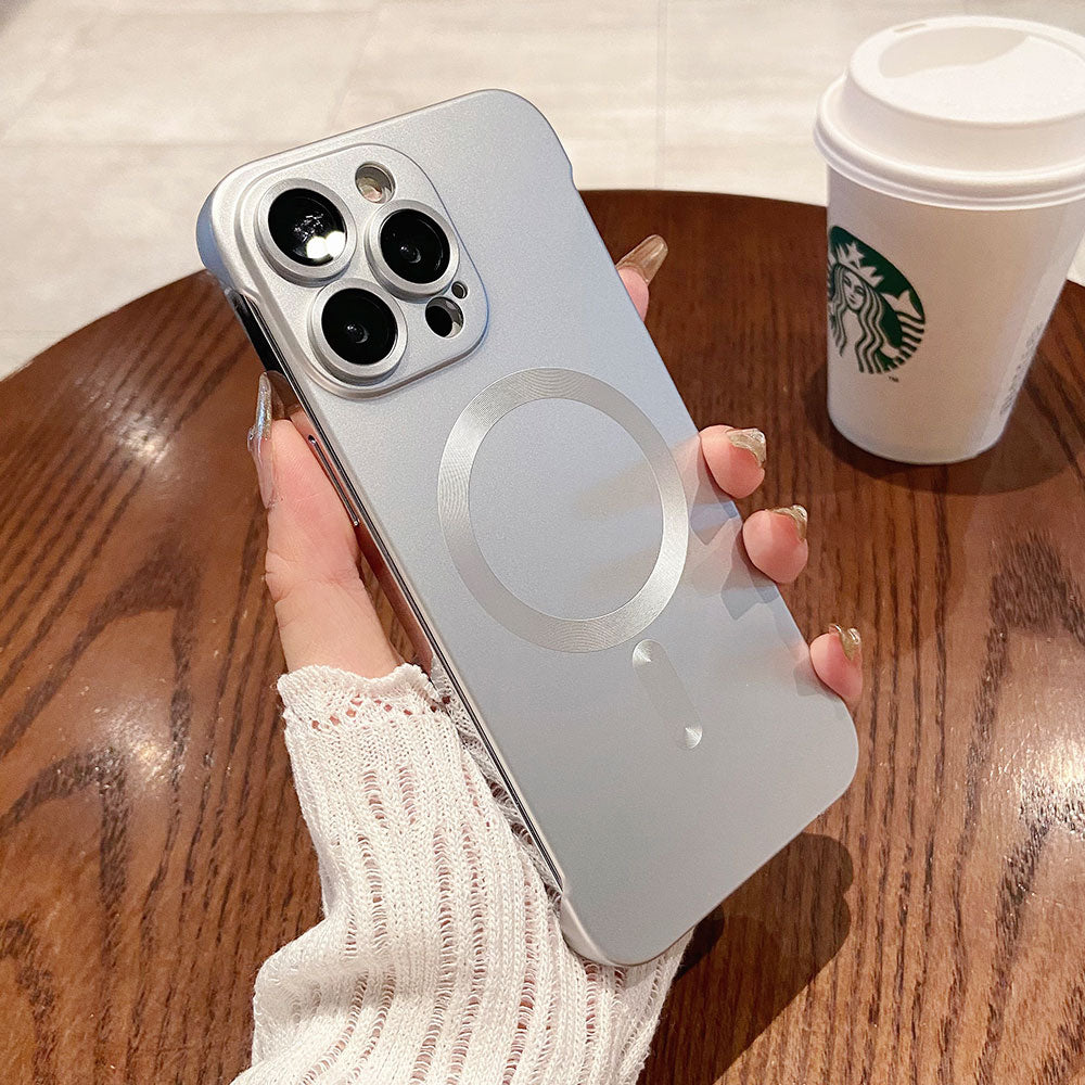 Silver Coque Sans Bordure En Titane Avec Support Pour Iphone
