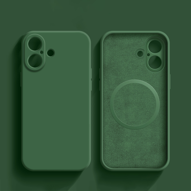 Dark Green Coque En Silicone Magnétique Résistante Pour iPhone