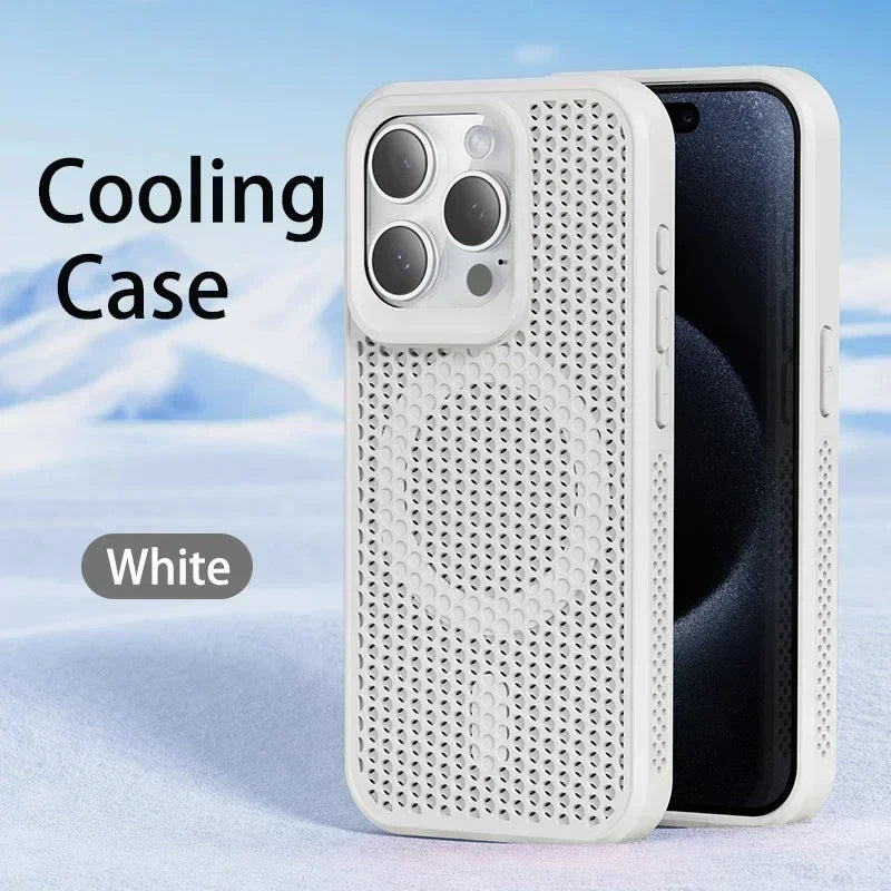 White Coque Magnétique Antichoc À Ventilation Optimisée Pour iPhone