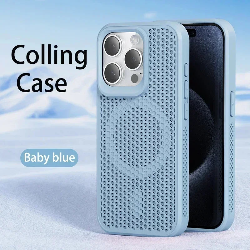 Light Blue Coque Magnétique Antichoc À Ventilation Optimisée Pour iPhone