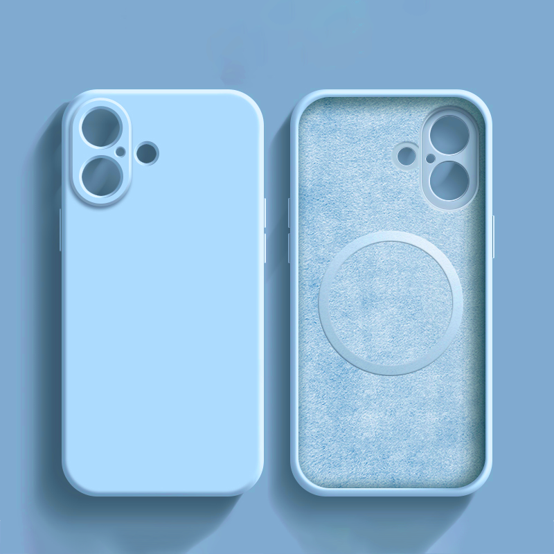 Light Blue Coque En Silicone Magnétique Résistante Pour iPhone