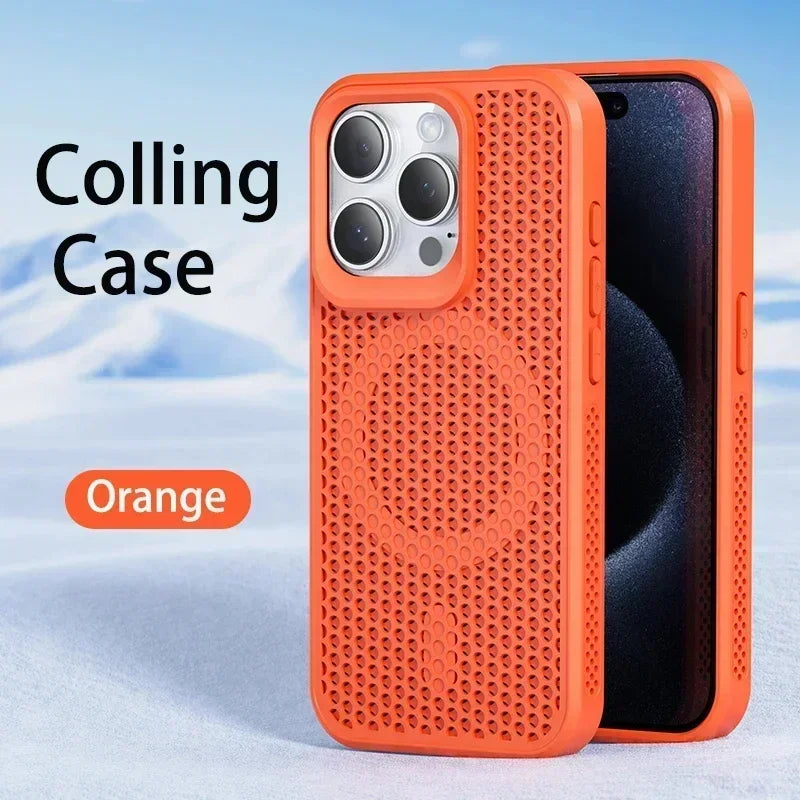 Orange Coque Magnétique Antichoc À Ventilation Optimisée Pour iPhone