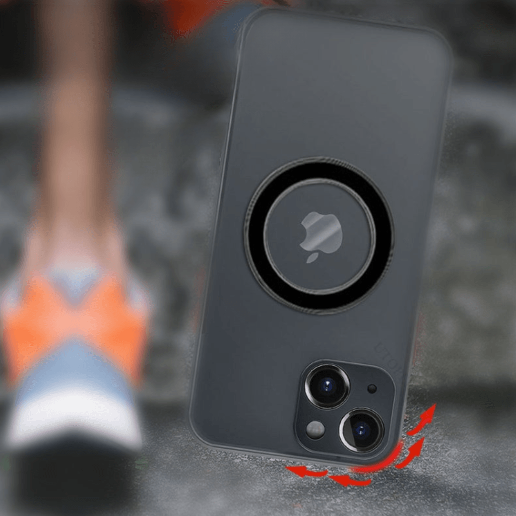 Coque noire matte pour iPhone 14 avec système magnétique compatible MagSafe et découpe caméra double. - Wiqeo