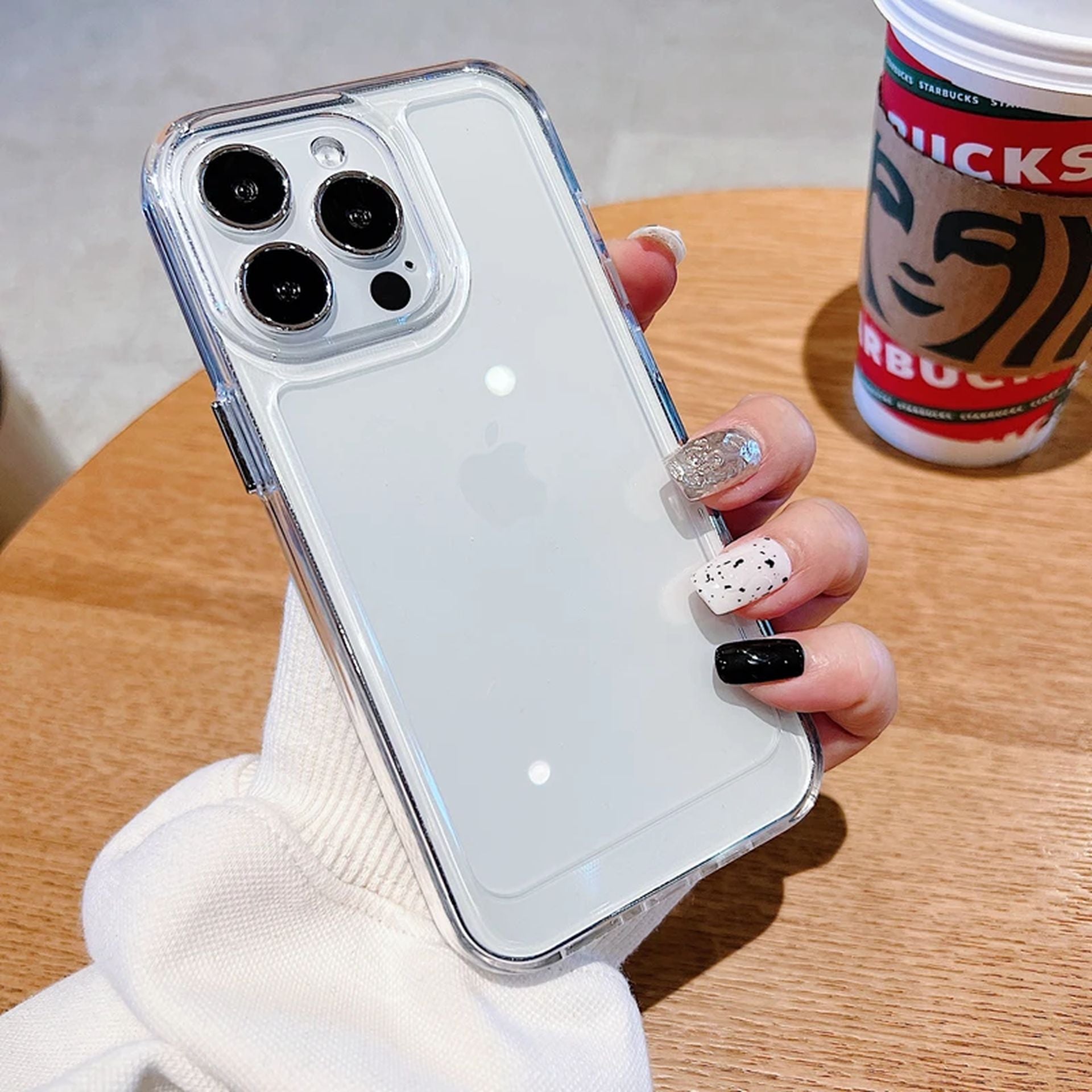 Coque Antichoc Transparente Design Élégant en Acrylique Durable pour iPhone 16 Pro - Transparent