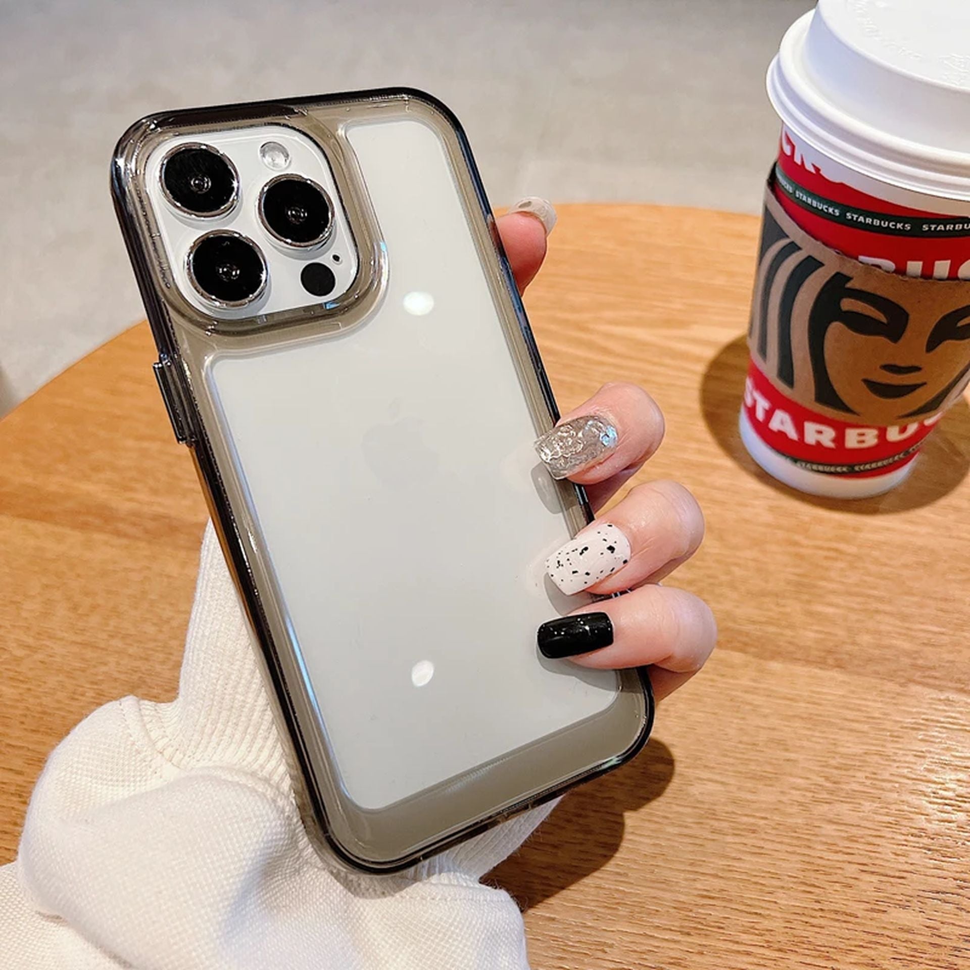 Coque Antichoc Transparente Design Élégant en Acrylique Durable pour iPhone 16 Pro - Gris