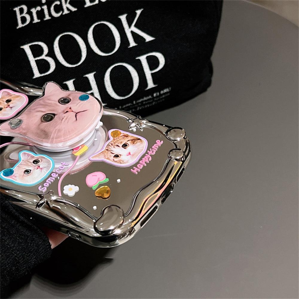 Coque Chat 3D Avec Anneau de Support pour iPhone 16