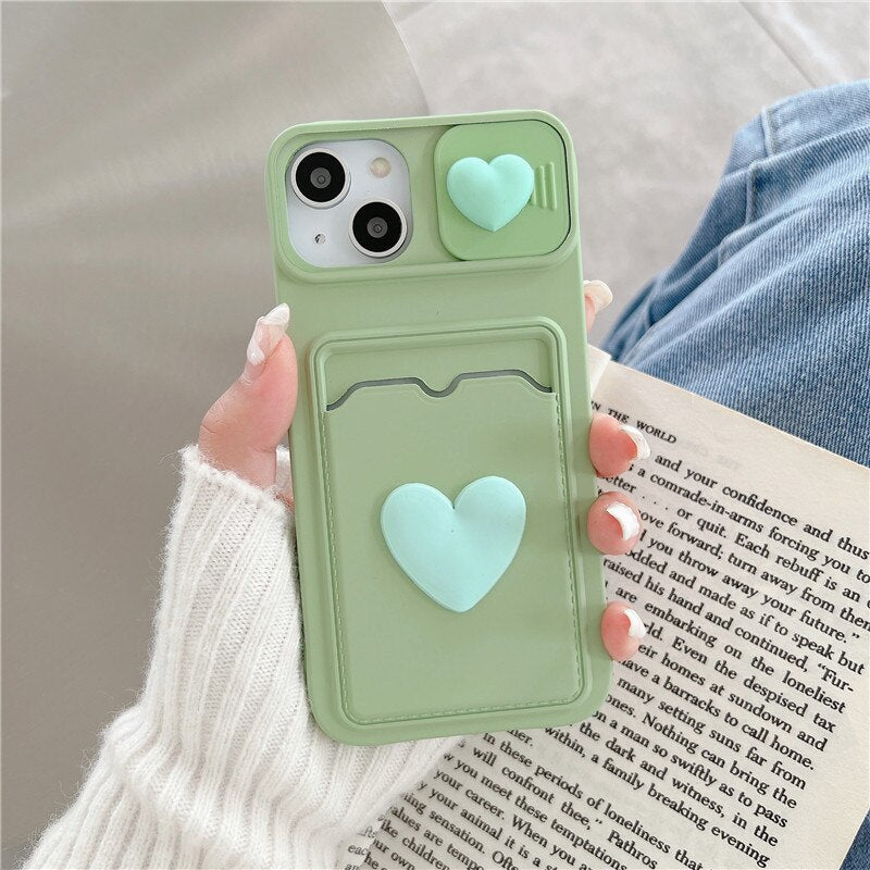 Coque Cœur Porte-carte Avec Protection Coulissante pour iPhone 12 Pro Max - 6