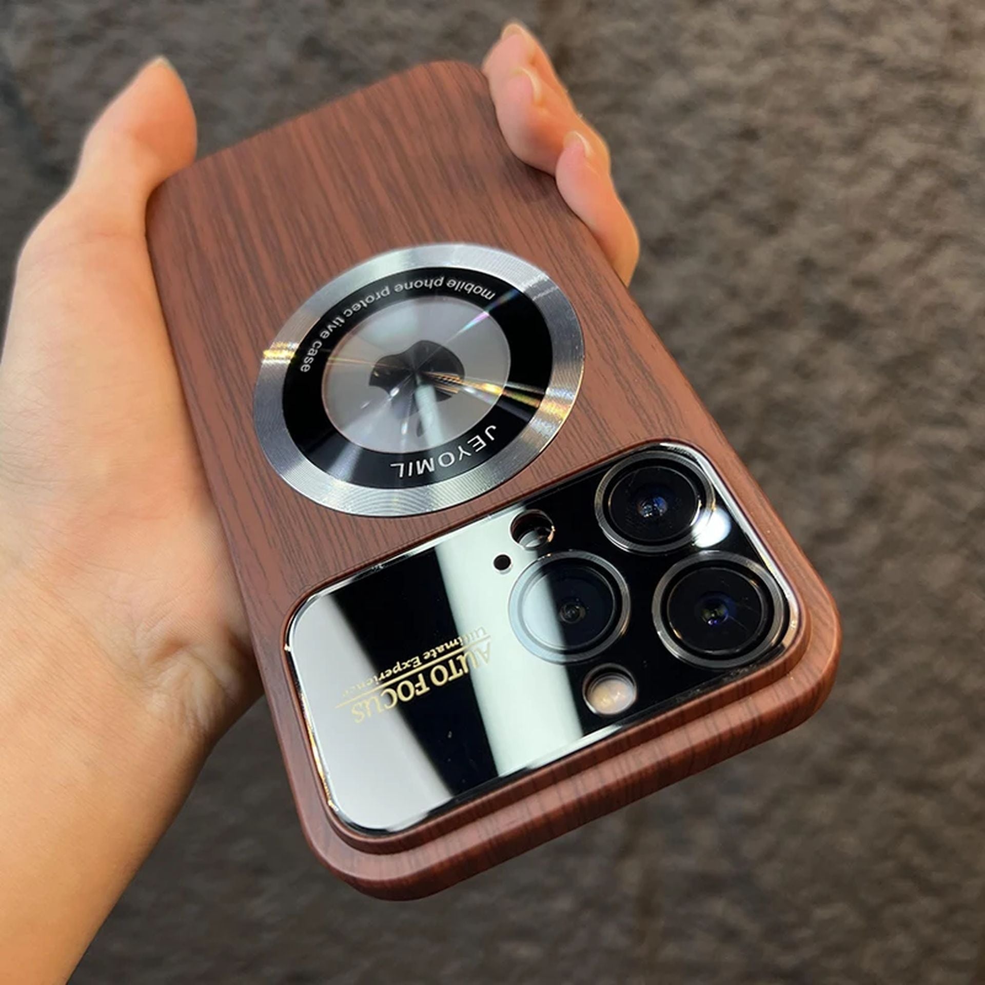 Coque En Bois Magnétique Design Élégant pour iPhone 16 Pro