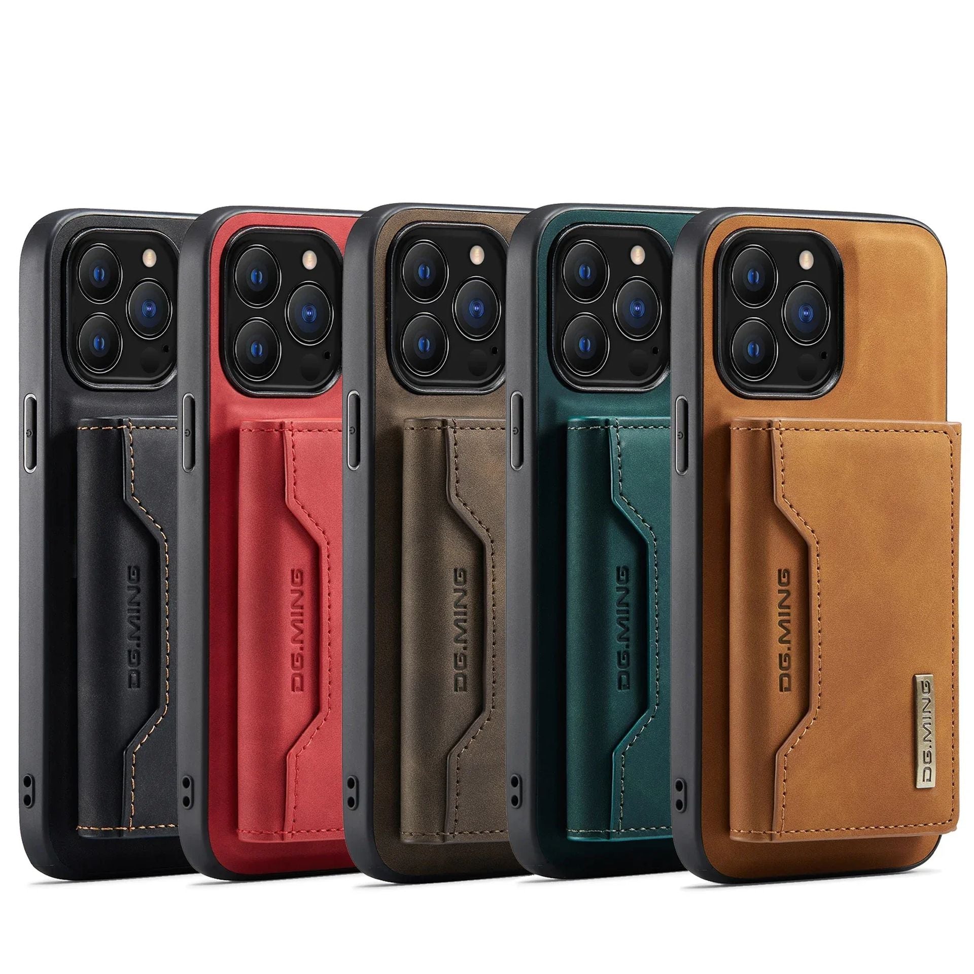 Coque En Cuir Magnétique 2 En 1 Avec Poche Amovible pour iPhone 16 Pro