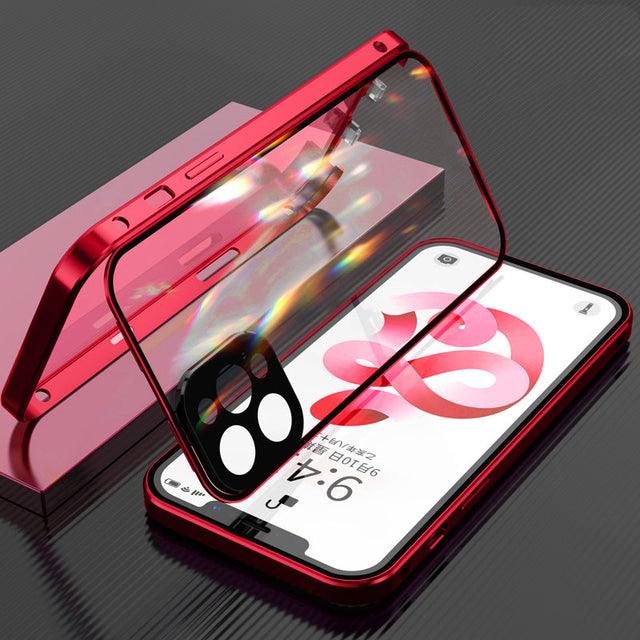 Coque en Verre Double Face Magnétique pour iPhone 16 Pro - Coque Wiqeo 15€-20€, Coque, iPhone 16 Pro, Métal, Transparente Wiqeo, Déstockeur de Coques Pour iPhone