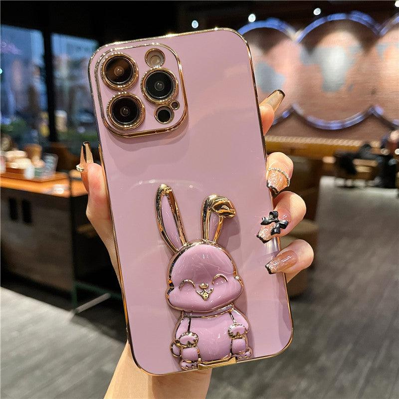 Coque Lapin Accents Dorés pour iPhone 16 Pro - Coque Wiqeo 15€-20€, Coque, iPhone 16 Pro, Silicone Wiqeo, Déstockeur de Coques Pour iPhone
