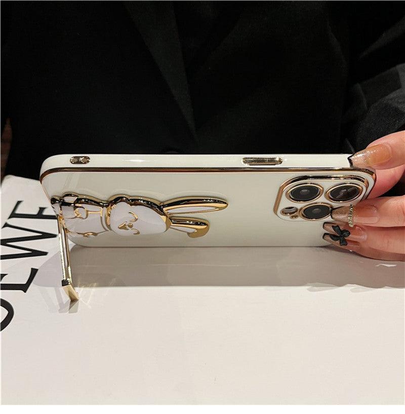 Coque Lapin Accents Dorés pour iPhone 16 Pro Max