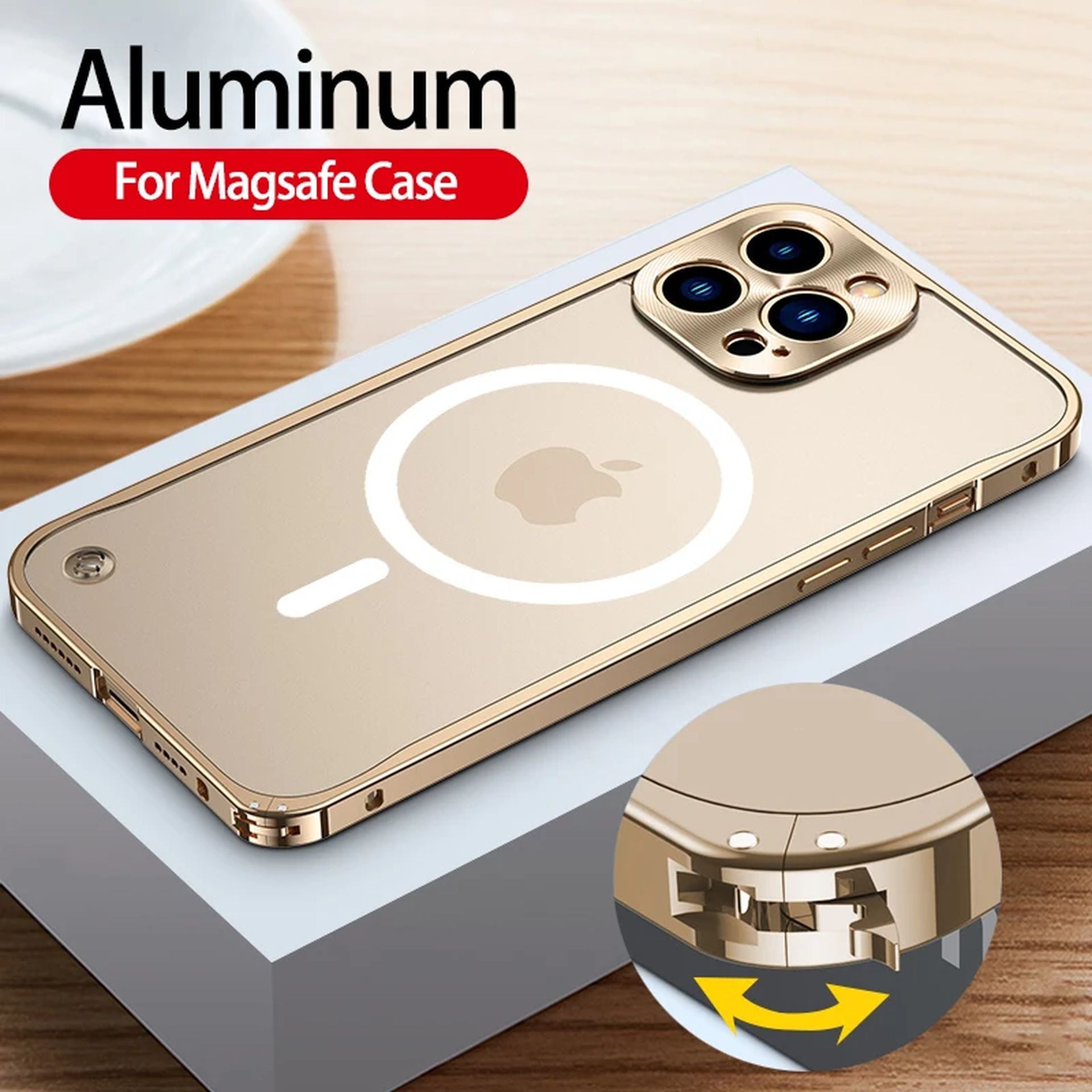 Coque Magnétique Aluminium Transparente Élégante pour iPhone 13