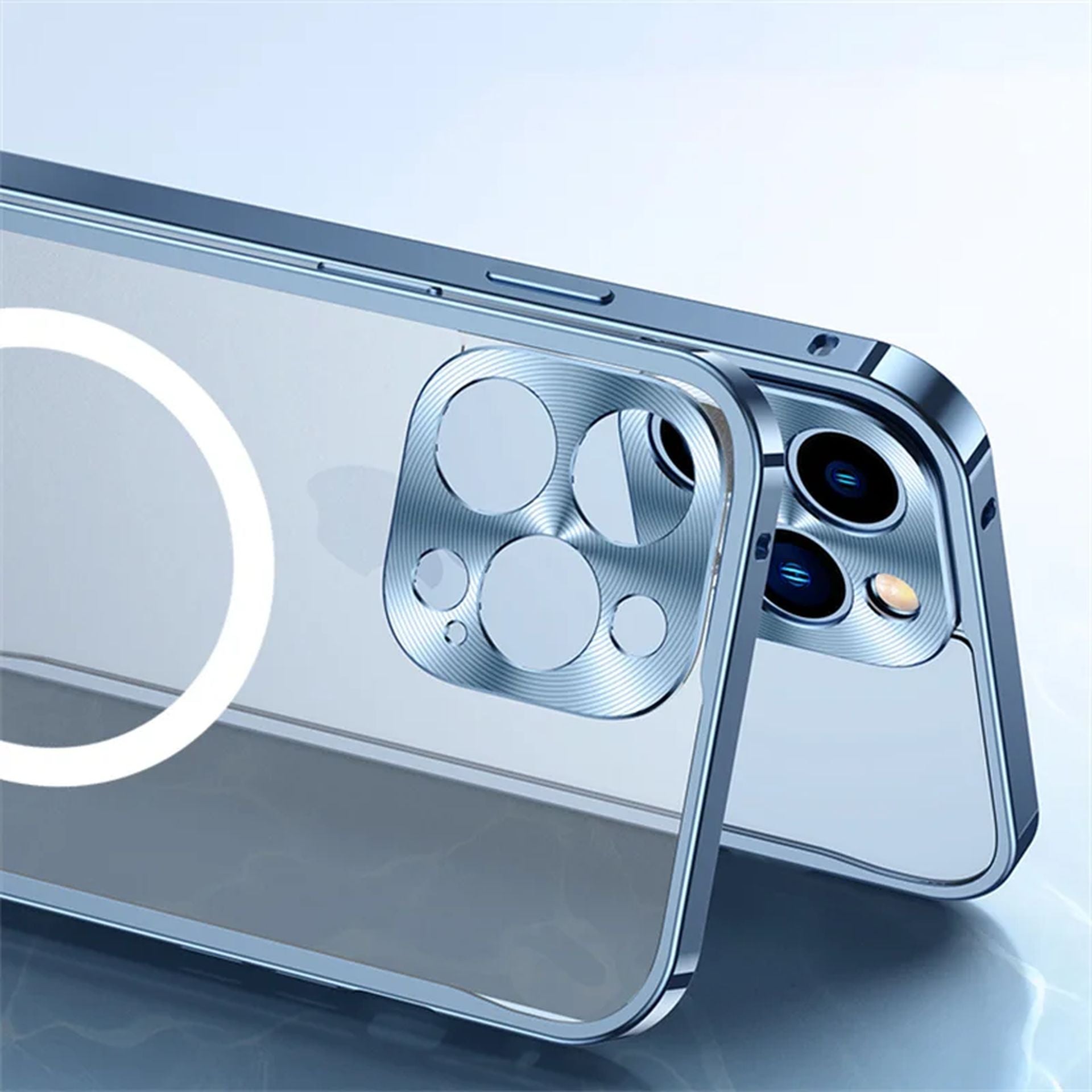 Coque Magnétique Aluminium Transparente Élégante pour iPhone 14 Plus