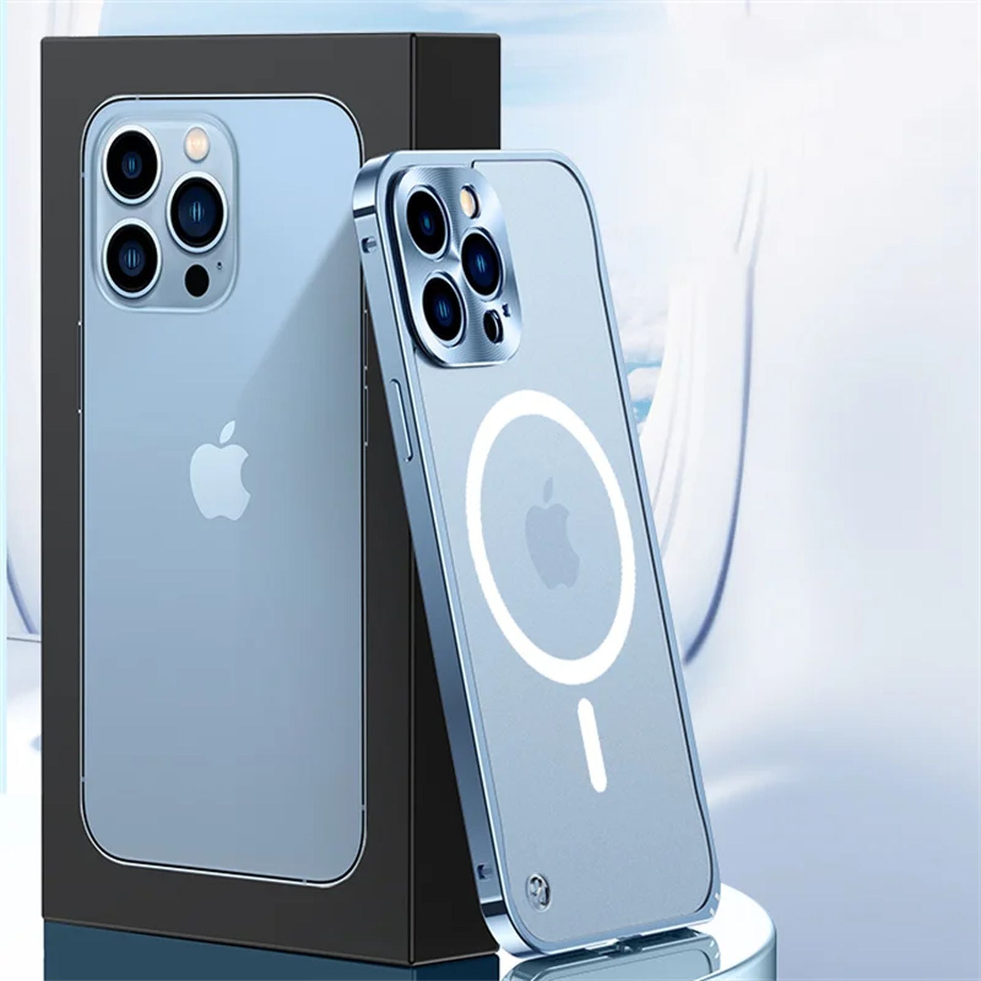 Coque Magnétique Aluminium Transparente Élégante pour iPhone 15 Plus