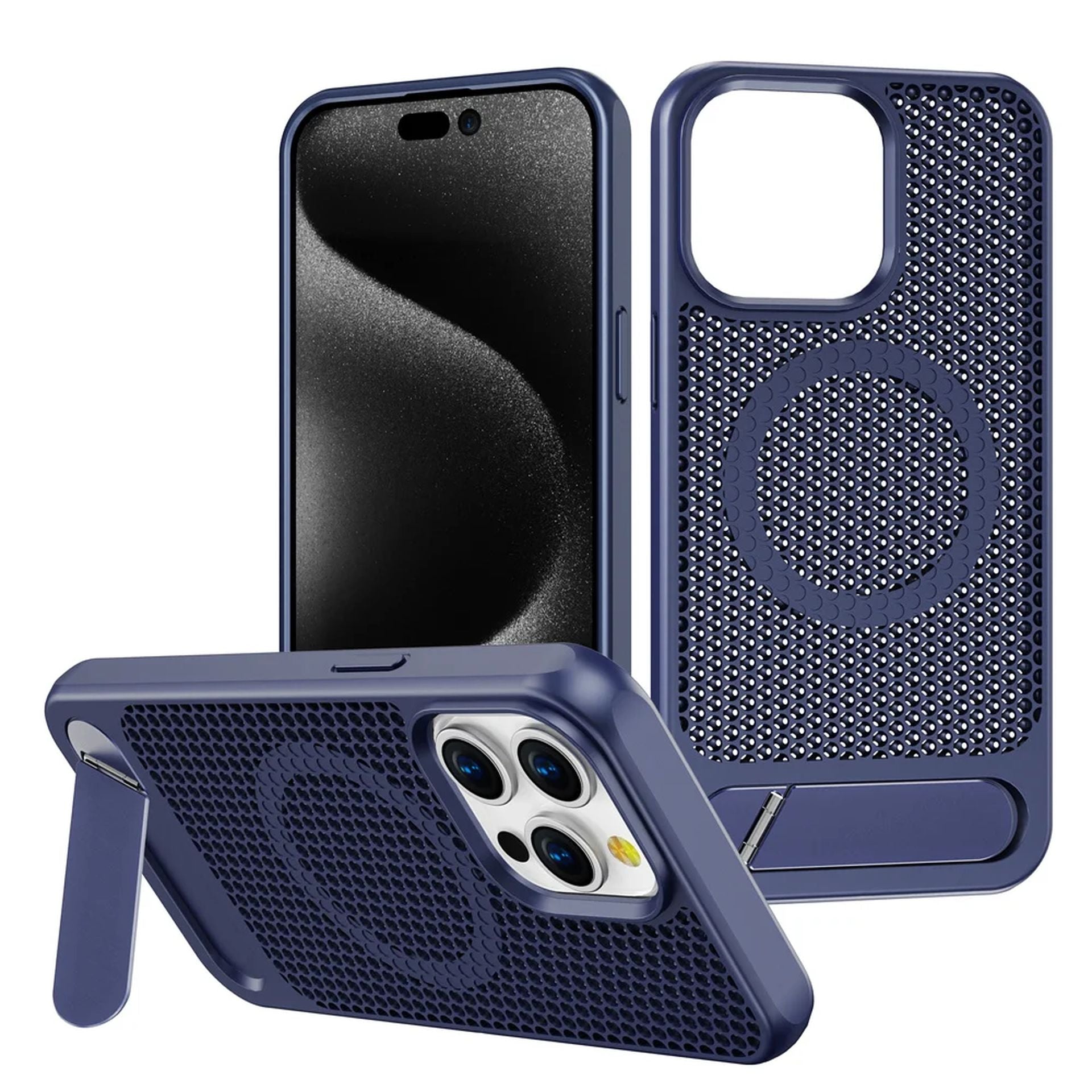Coque Magnétique Antichoc Avec Dissipation Thermique pour iPhone 16 Pro - Bleu