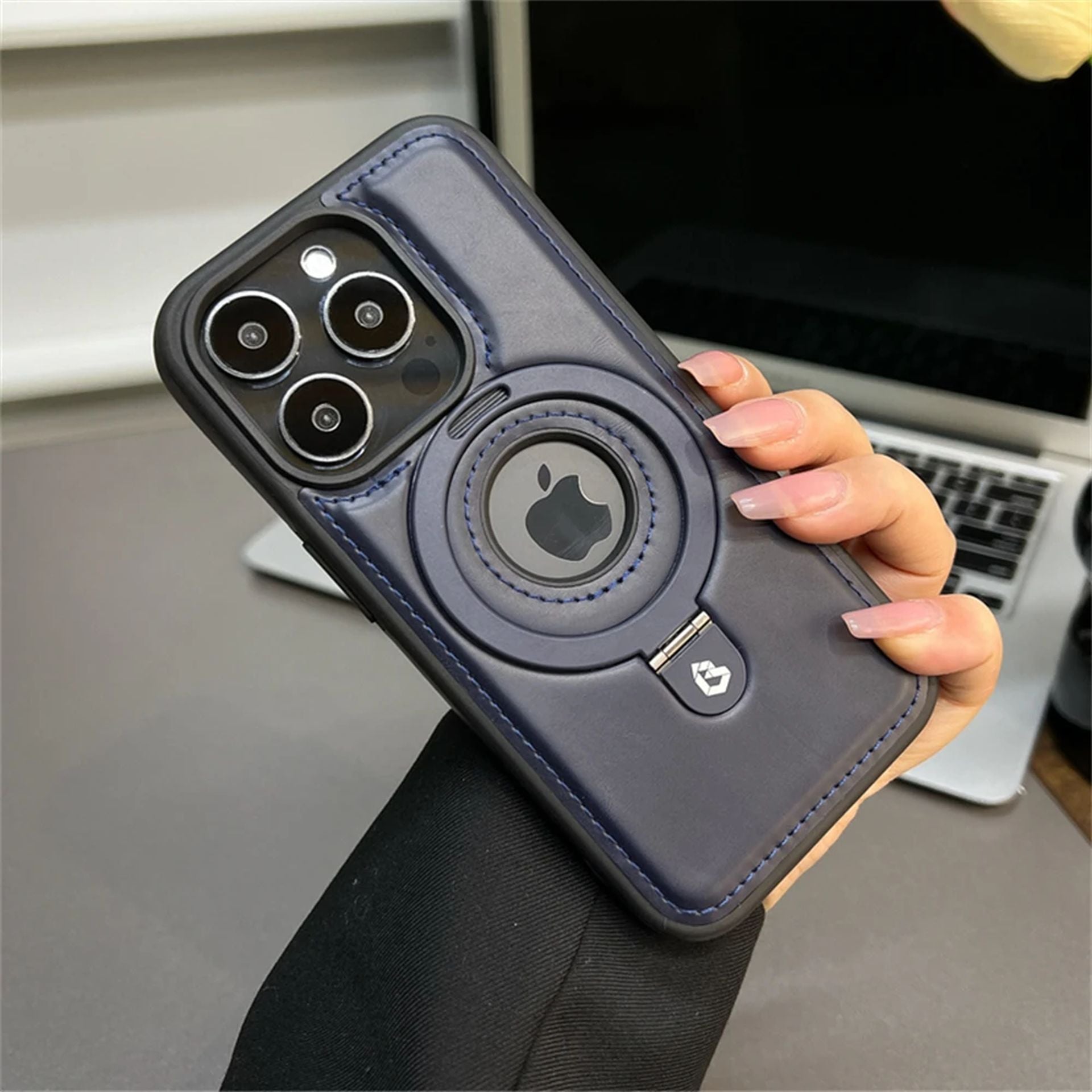 Coque Magnétique En Cuir PU Avec Anneau De Support pour iPhone 14 Pro Max