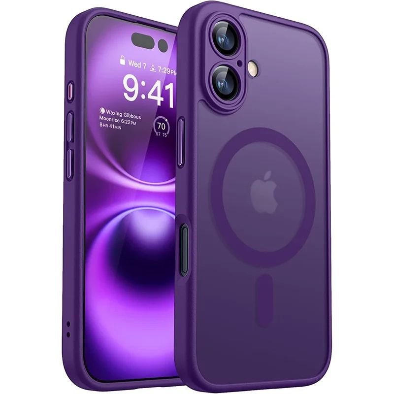 Coque Magnétique Translucide avec Bordures Renforcées pour iPhone 13 - Violet