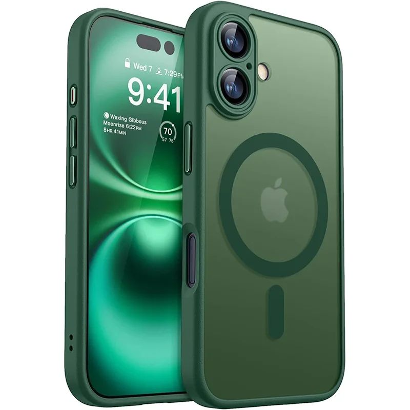 Coque Magnétique Translucide avec Bordures Renforcées pour iPhone 14 Plus - Vert