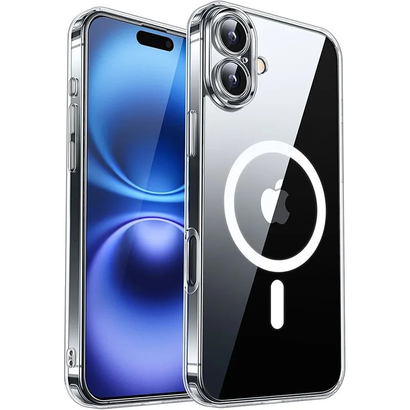 Coque Magnétique Translucide avec Bordures Renforcées pour iPhone 16 Pro - Transparent