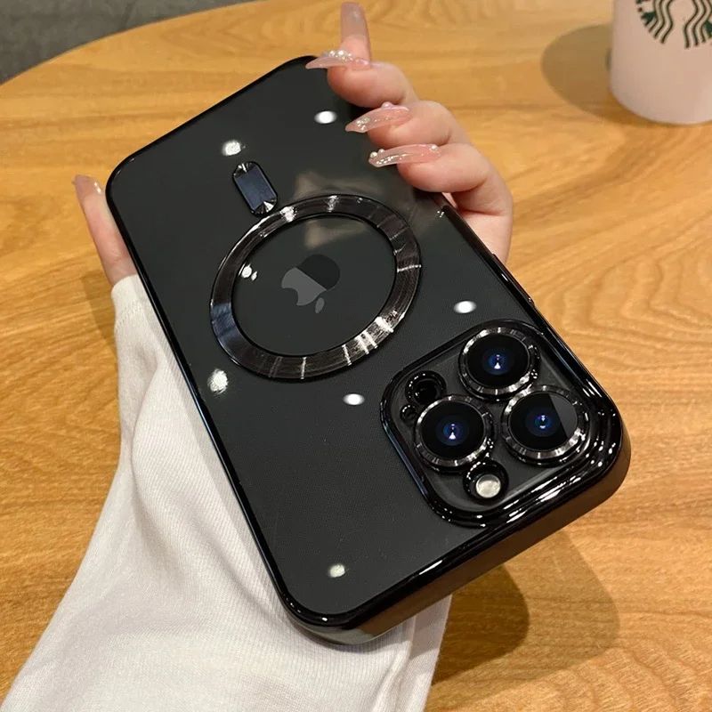 Coque Magnétique Transparente avec Anneau Support Compatible MagSafe pour iPhone 13 Pro Max