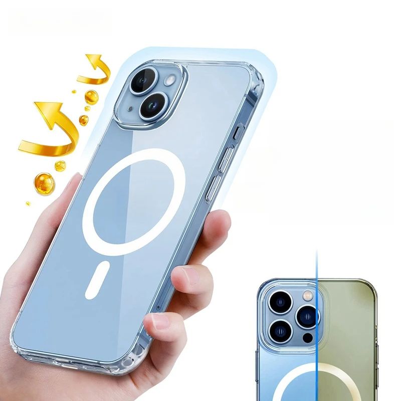 Coque magnétique transparente compatible MagSafe pour iPhone 14 Plus