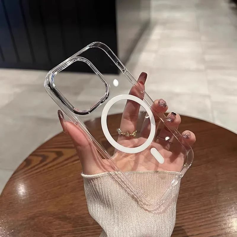 Coque magnétique transparente compatible MagSafe pour iPhone 14 Pro Max - Transparent