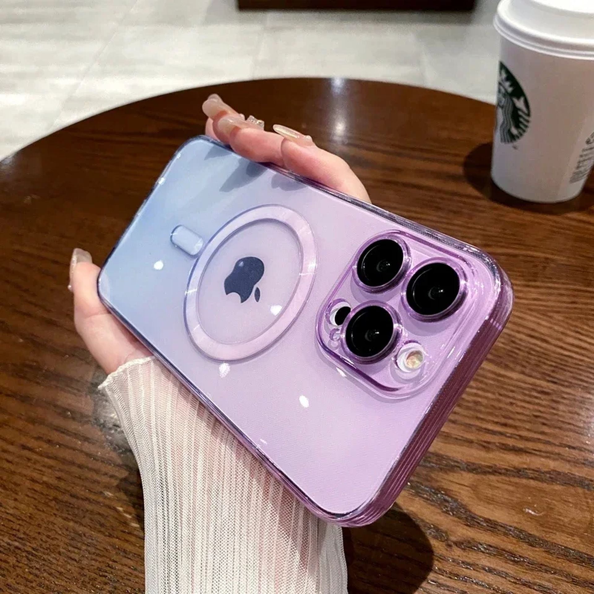 Coque Magnétique Transparente Souple Design Dégradé Élégant pour iPhone 13 - Violet