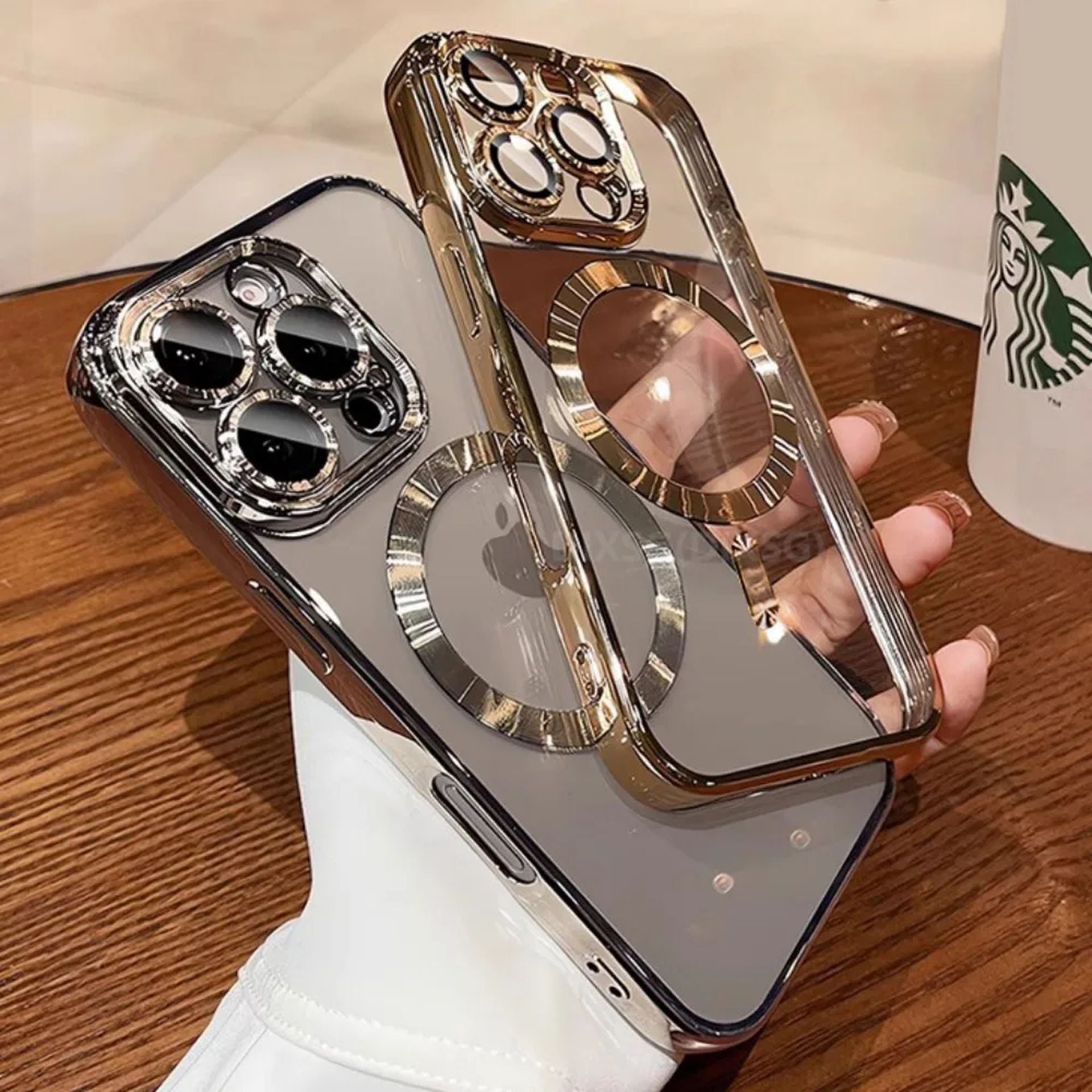 Coque Magnique Transparent Avec Anneau de Protection pour iPhone 13