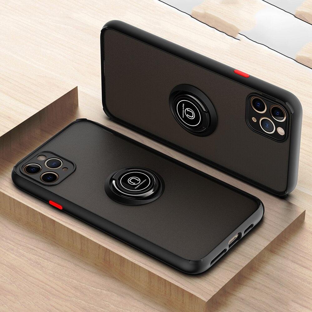 Coque Minimaliste Translucide avec Anneau Rabattable pour iPhone 16 Pro Max