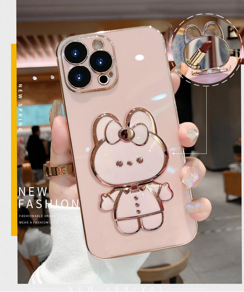 Coque Placage Luxe Avec Support et Miroir pour iPhone 16 Pro Max - Coque Wiqeo 10€-15€, Coque, iPhone 16 Pro Max, Support Wiqeo, Déstockeur de Coques Pour iPhone