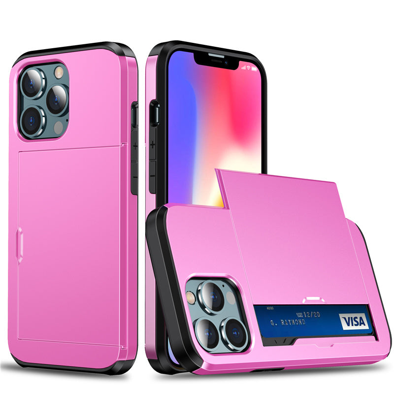 Coque Porte-cartes Armure Coulissante pour iPhone 12 Pro - Rose
