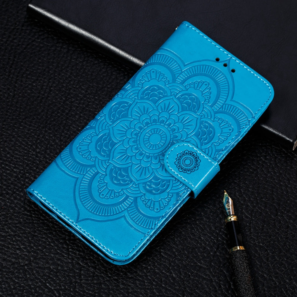 Coque Portefeuille Motif à Fleurs pour iPhone 14 Pro Max - Bleu