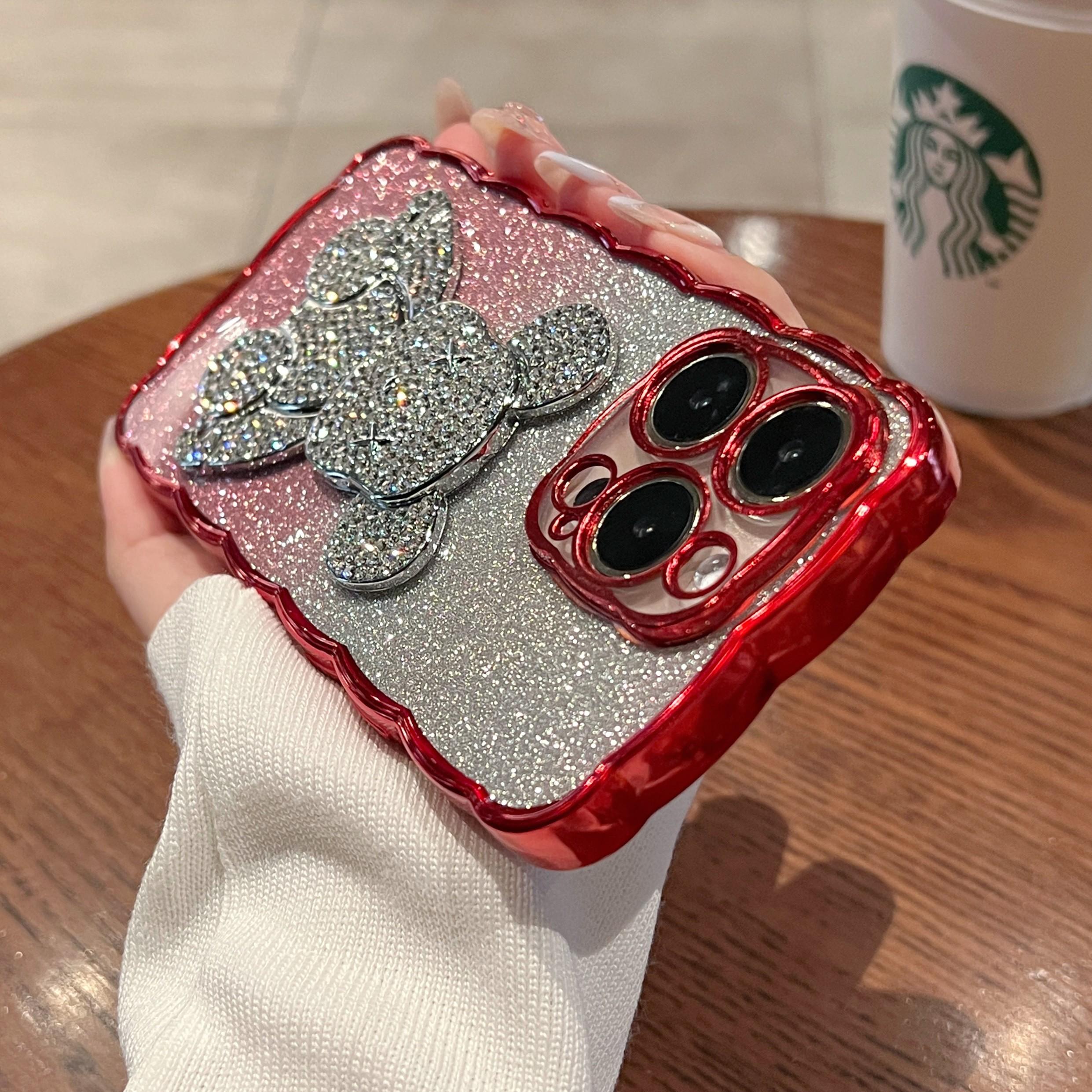 Coque Scintillante en Strass pour iPhone 16 Pro Max - Rouge