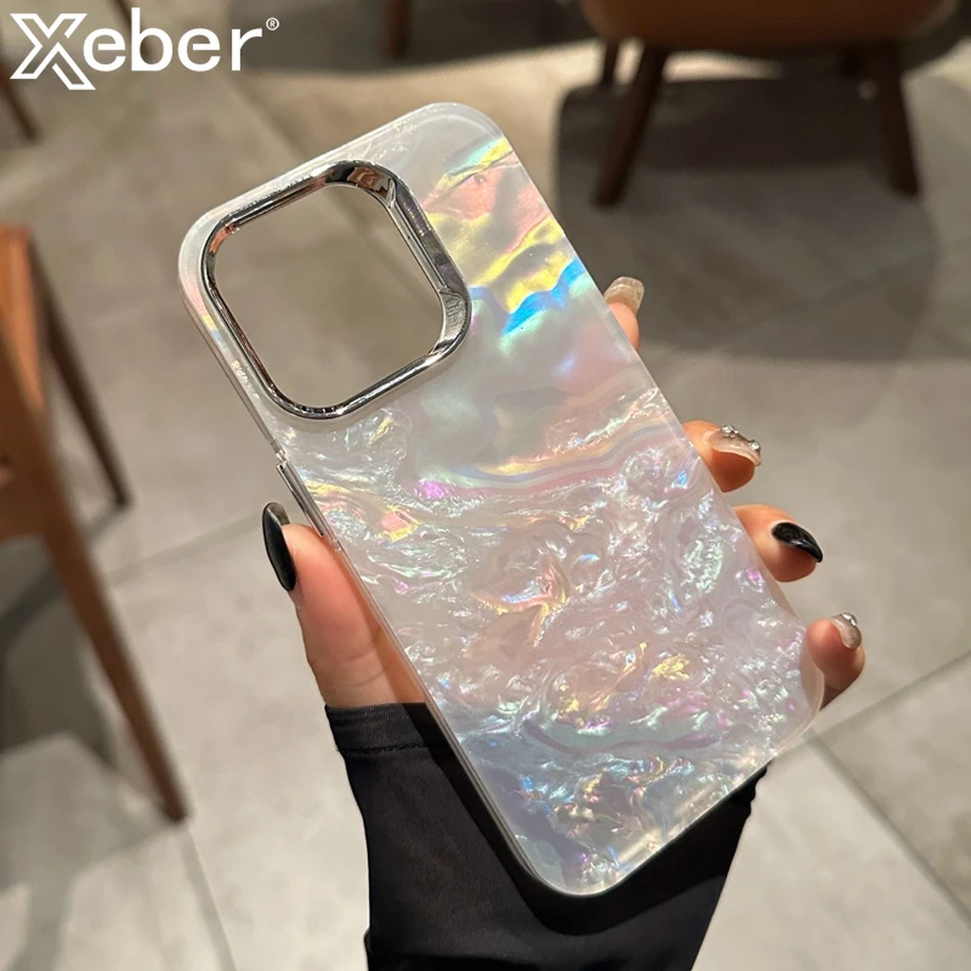 Coque Transparent Brillante Avec Effet Arc en Ciel pour iPhone 15 Plus