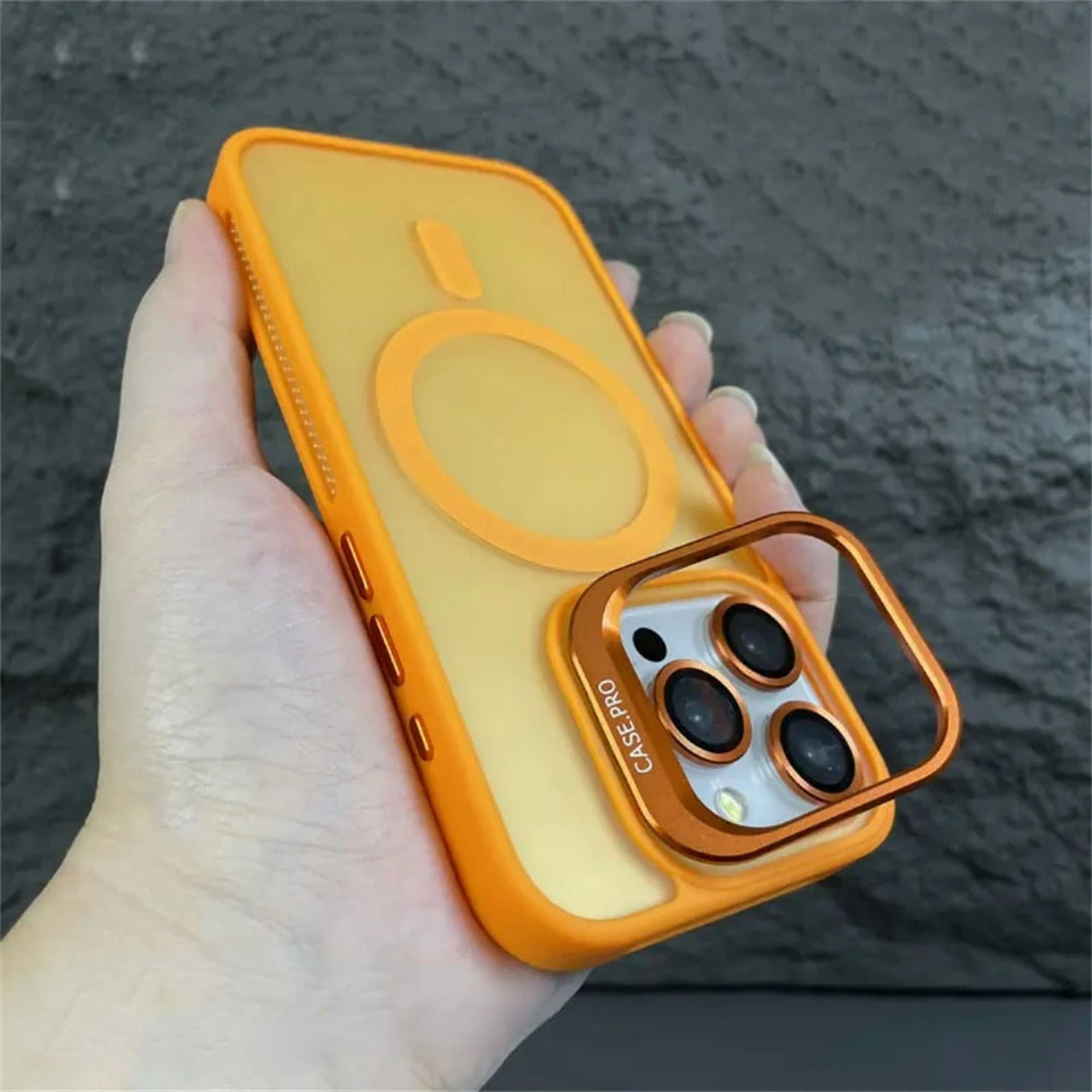 Coque Transparent Magnétique avec Protection Élevée pour iPhone 14 Plus - Orange