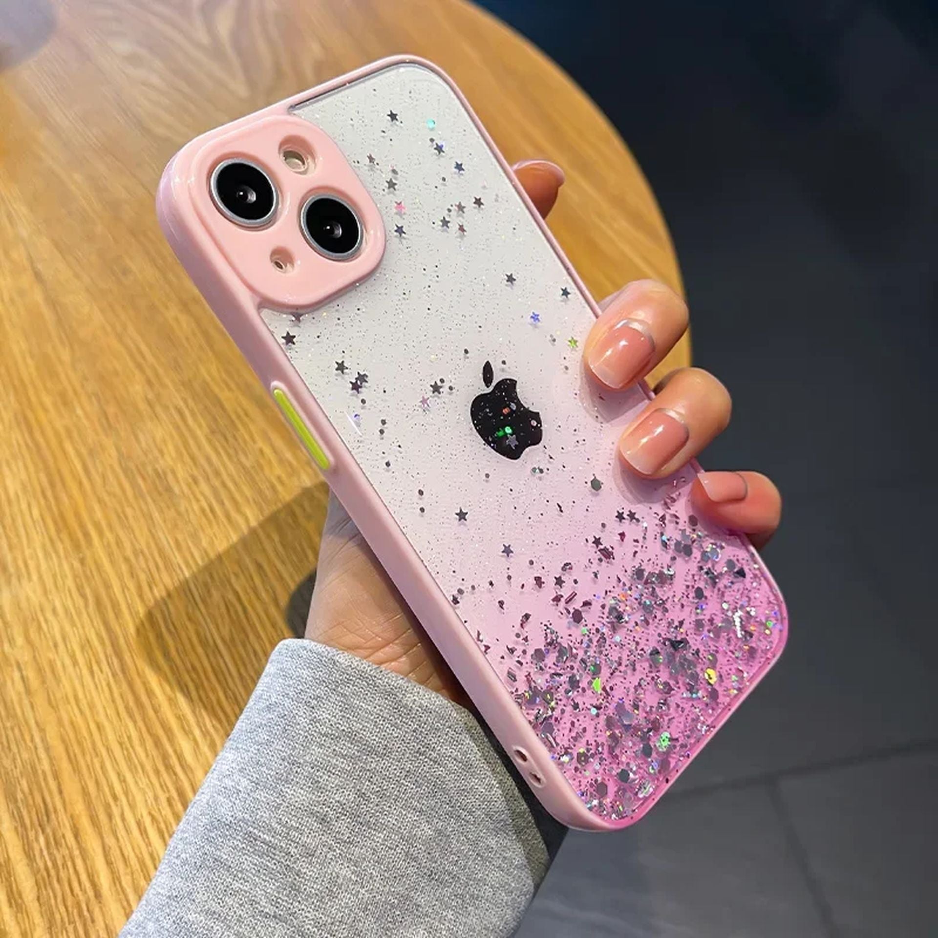 Coque Transparente Anti-choc Avec Bling Étoilé pour iPhone 15 Plus - Rose