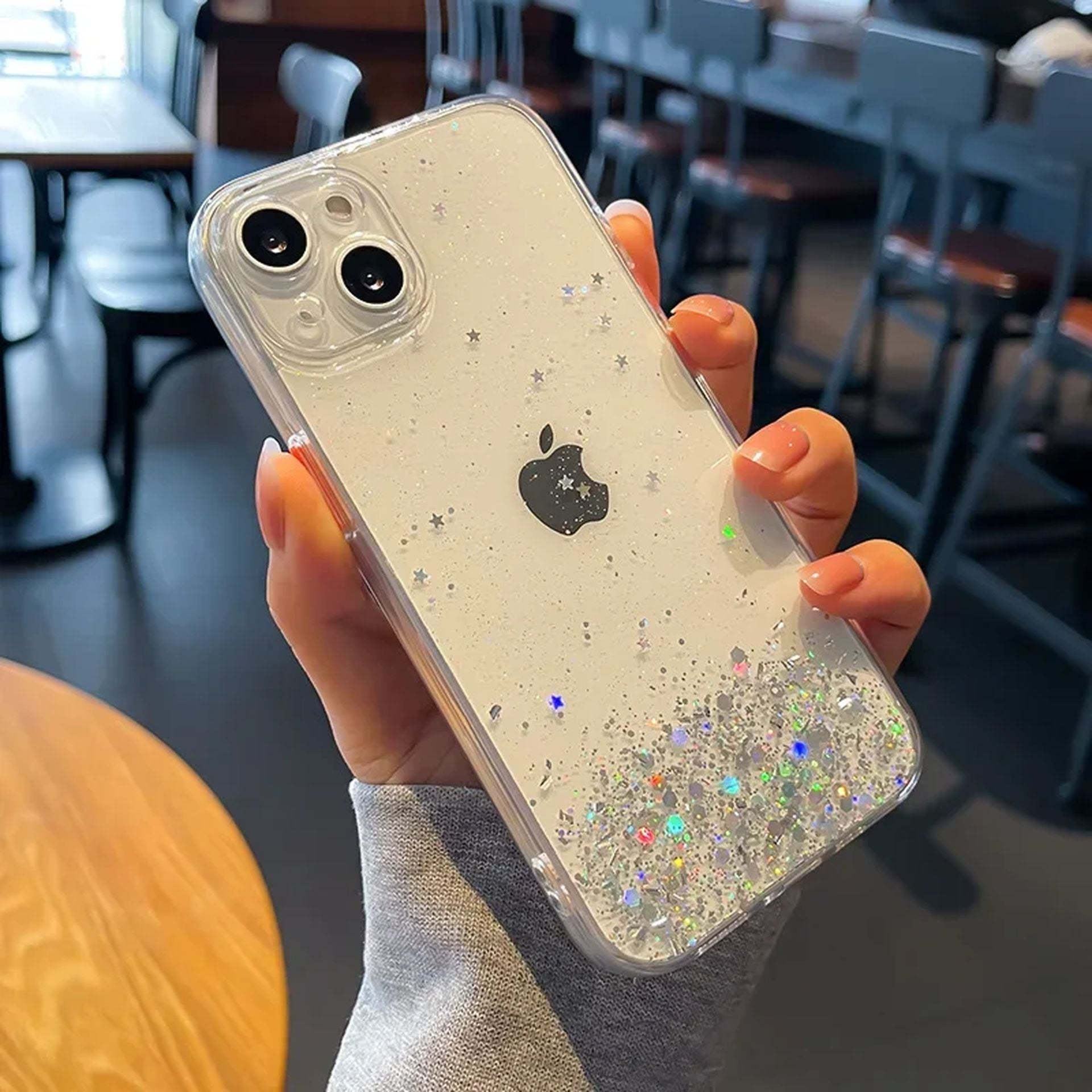 Coque Transparente Anti-choc Avec Bling Étoilé pour iPhone 16 Pro - Transparent