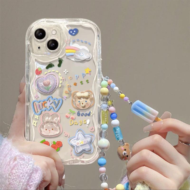 Coque Transparente avec Bracelet Mignon pour iPhone 16 Pro