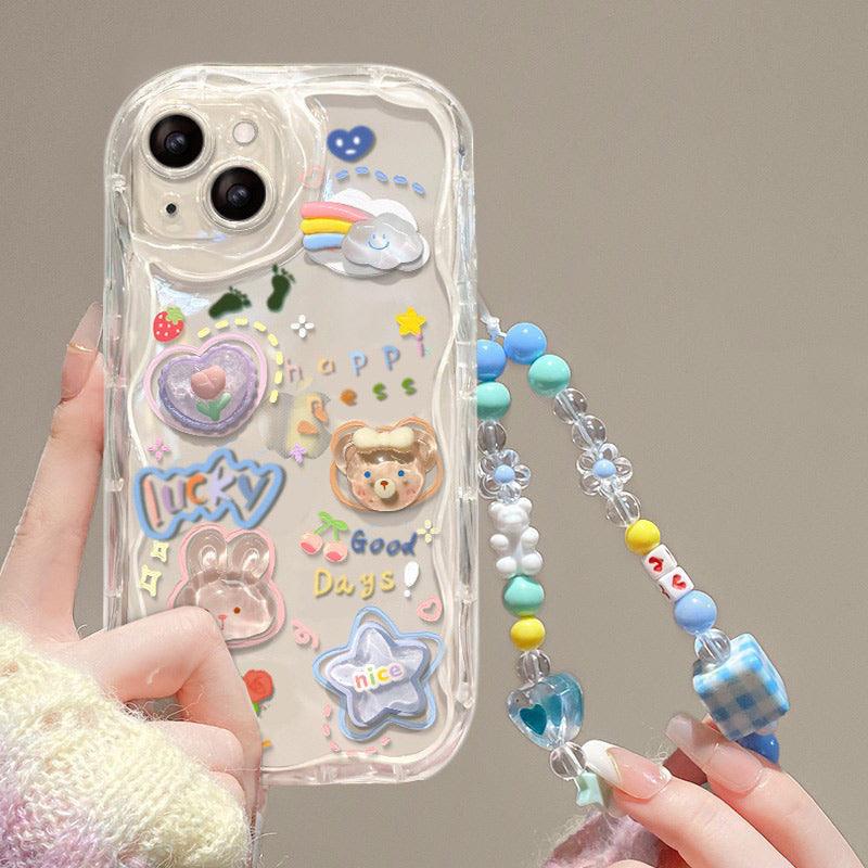 Coque Transparente avec Bracelet Mignon pour iPhone 16 Pro