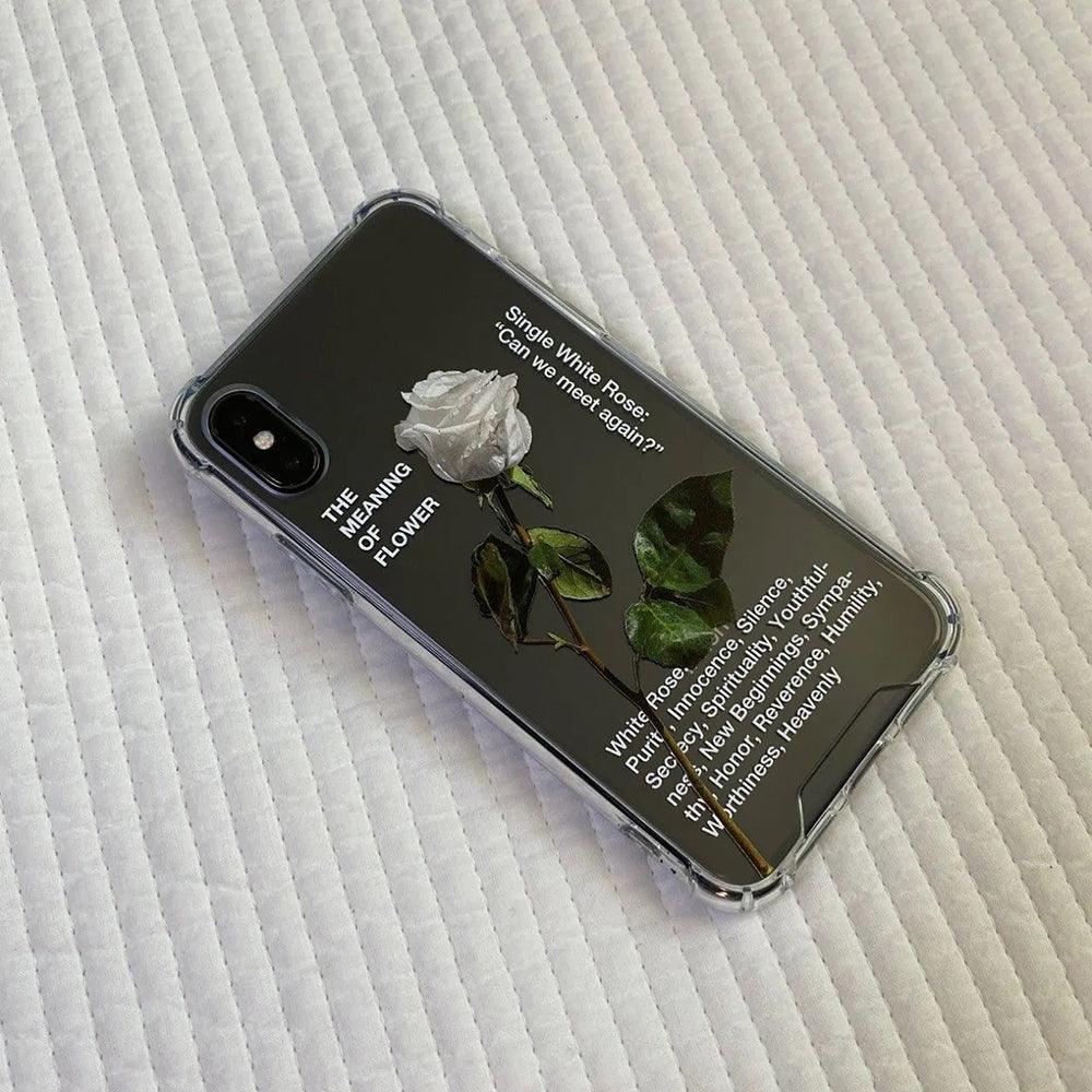 Coque Transparente Avec Rose Blanche pour iPhone 16 Pro